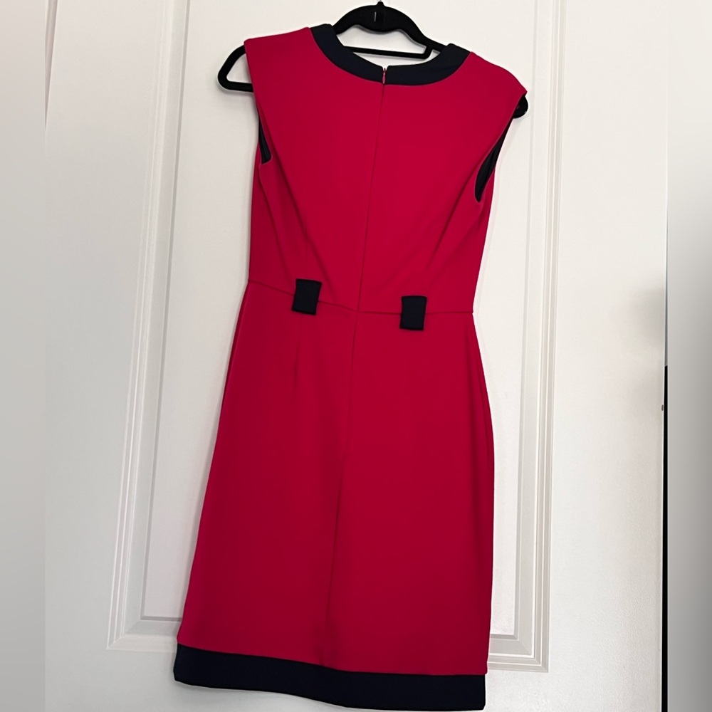 Banana Republic Vibrant Pink Dress with Navy Trim and Belt